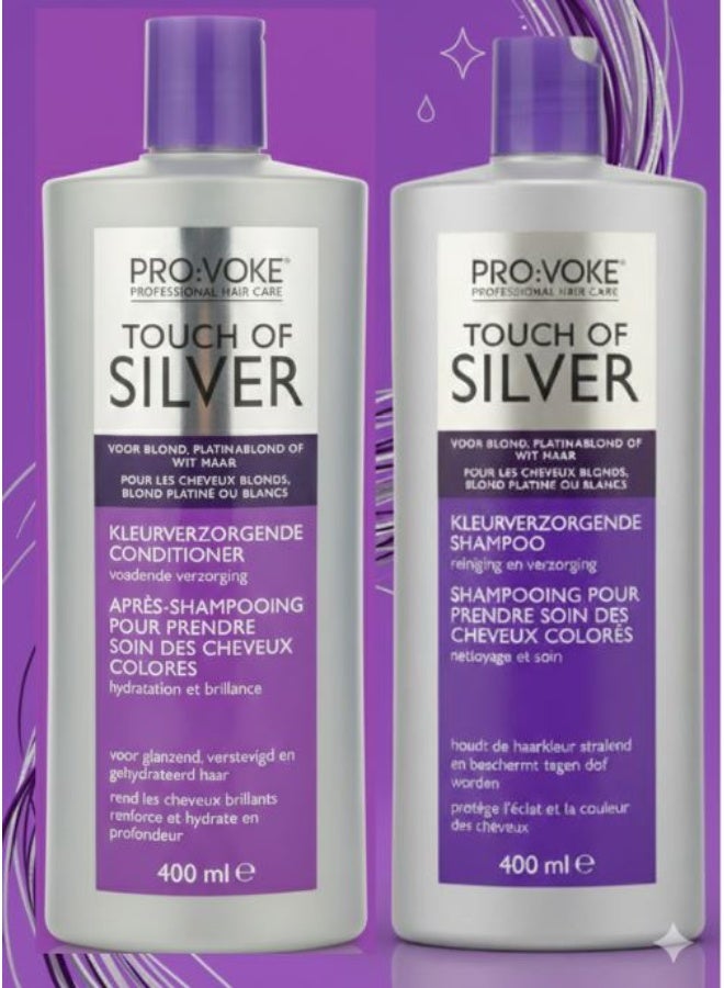 PRO:VOKE Touch of Silver Purple Shampoo & Conditioner Set for Blonde, Platinum & Grey Hair – 400ml